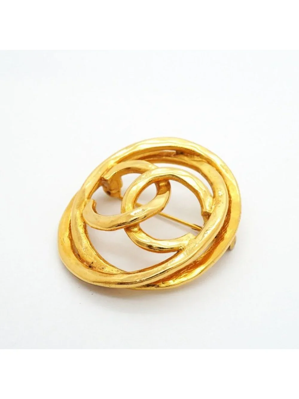 Chanel Brooch Vintage CC Logo Gold Plated